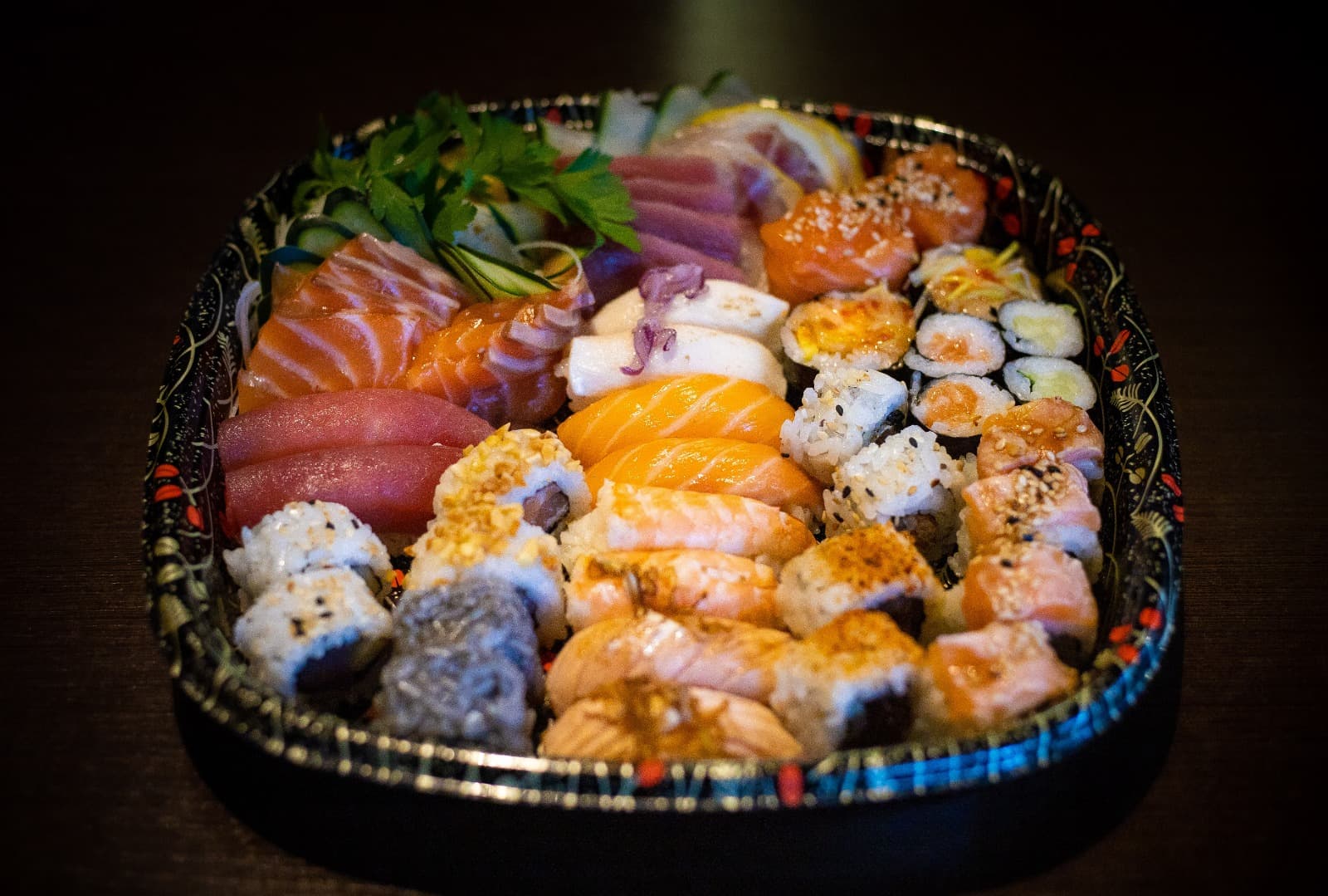 Japanese dishes prepared for service